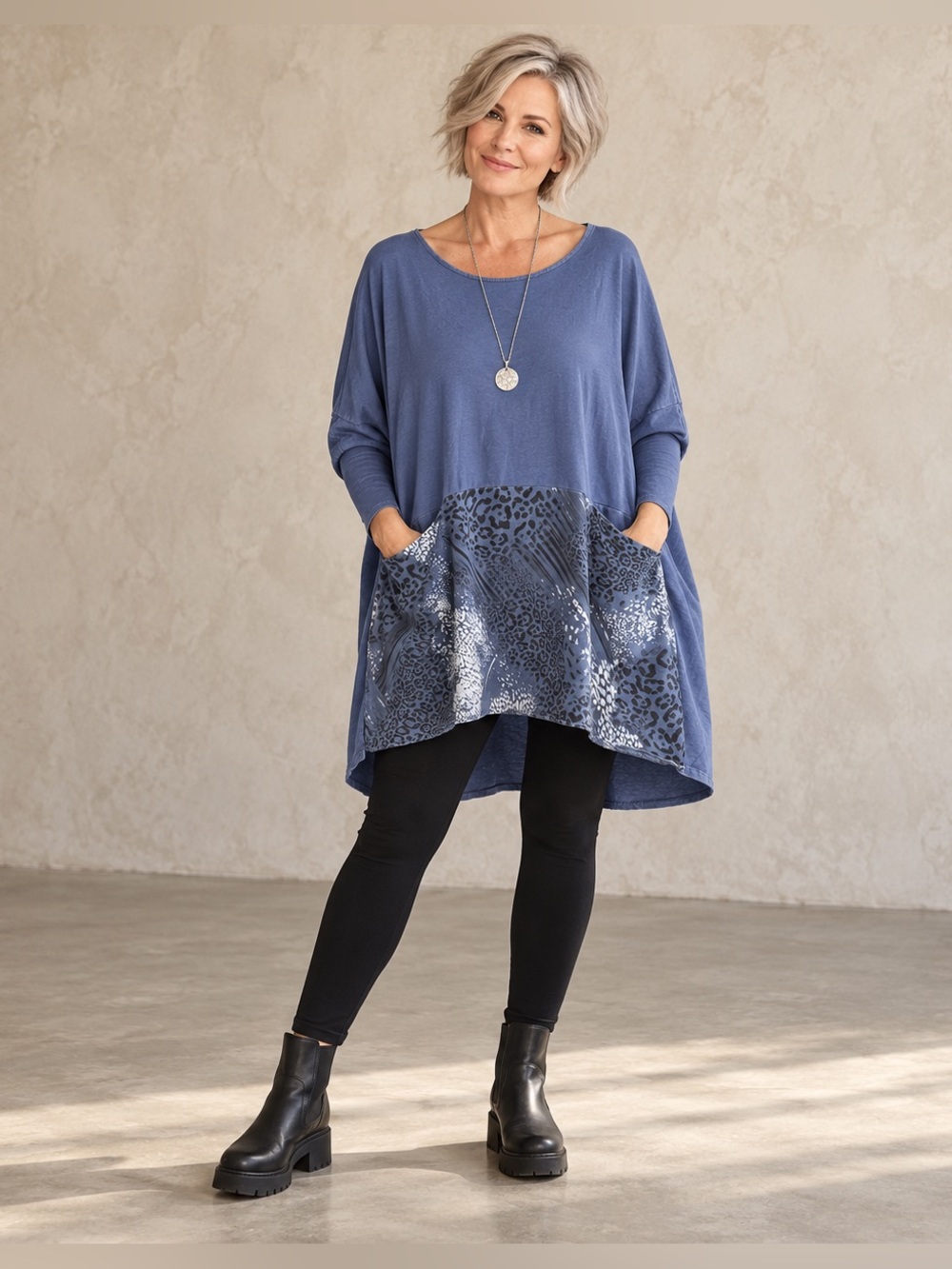 Linen Luv Italy One Size Oversized Cotton Animal Print Tunic Top